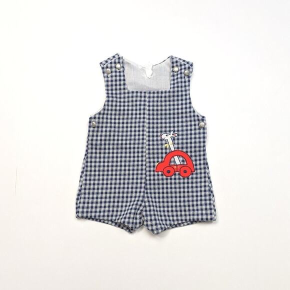 Vintage Blue Gingham Jon Jon Sz 3m - Picture 1 of 2